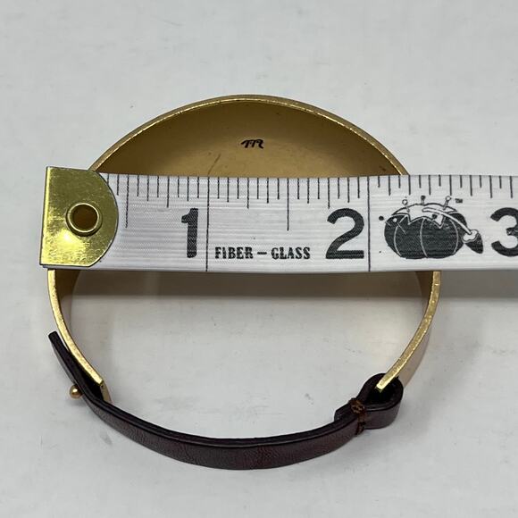 Madewell Unisex Cuff Bracelet Brass Brown Leather Boho Minimalist Stackable - Picture 6 of 7